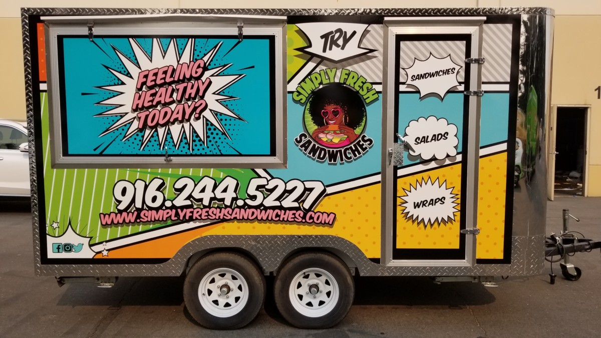 creative comic style truck wrap